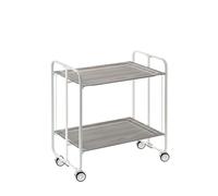 DON HIERRO - Carrito Auxiliar Bauhaus con Ruedas y 2 Estantes, Color Blanco Fresno