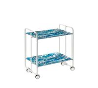 DON HIERRO - Carrito Auxiliar Bauhaus con Ruedas y 2 Estantes, Color Blanco Peces azules