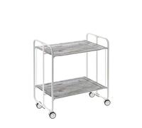 DON HIERRO - Carrito Auxiliar Bauhaus con Ruedas y 2 Estantes, Color Blanco Pino envejecido