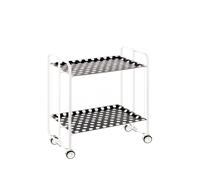 DON HIERRO - Carrito Auxiliar Bauhaus con Ruedas y 2 Estantes, Color Blanco Puntos blancos fondo negro