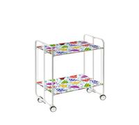 DON HIERRO - Carrito Auxiliar Bauhaus con Ruedas y 2 Estantes, Color Blanco Tazas colores
