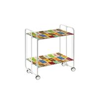 DON HIERRO - Carrito Auxiliar Bauhaus con Ruedas y 2 Estantes, Color Blanco Vintage 1