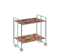 DON HIERRO - Carrito Auxiliar Bauhaus con Ruedas y 2 Estantes, Color Gris Abstracto colores