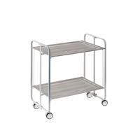 DON HIERRO - Carrito Auxiliar Bauhaus con Ruedas y 2 Estantes, Color Gris Fresno