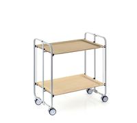 DON HIERRO - Carrito Auxiliar Bauhaus con Ruedas y 2 Estantes, Color Gris Haya