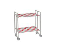 DON HIERRO - Carrito Auxiliar Bauhaus con Ruedas y 2 Estantes, Color Gris Óvalos rojo verde