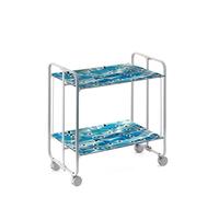DON HIERRO - Carrito Auxiliar Bauhaus con Ruedas y 2 Estantes, Color Gris Peces azules