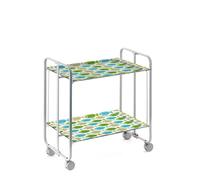DON HIERRO - Carrito Auxiliar Bauhaus con Ruedas y 2 Estantes, Color Gris Peces verdes y azules