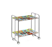 DON HIERRO - Carrito Auxiliar Bauhaus con Ruedas y 2 Estantes, Color Gris Vintage 2