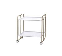DON HIERRO - Carrito auxiliar con ruedas BAUHAUS armazón metálico color arena, 2 bandejas-Blanco