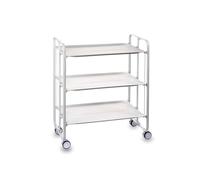 DON HIERRO - Carrito auxiliar con ruedas BAUHAUS, armazón metálico color blanco, 3 bandejas-Blanco