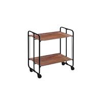 DON HIERRO - Carrito auxiliar con ruedas BAUHAUS, armazón metálico color negro, 2 bandejas-Cedro