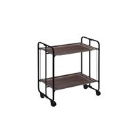 DON HIERRO - Carrito auxiliar con ruedas BAUHAUS, armazón metálico color negro, 2 bandejas-Wengue