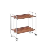 DON HIERRO - Carrito auxiliar con ruedas BAUHAUS, armazón metálico de color gris, 2 bandejas-Cedro