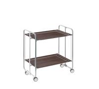 DON HIERRO - Carrito auxiliar con ruedas BAUHAUS, armazón metálico de color gris, 2 bandejas-Wengue