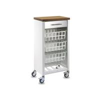 DON HIERRO - Carrito de cocina, carrito verdulero KARA armazón blanco Cerezo 53.000000