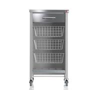 DON HIERRO - Carrito de Cocina Chelsea con encimera de Acero Inoxidable, 3 cestas metálicas, cajón, botellero y Ruedas con Freno - Fabricado en España - Gris