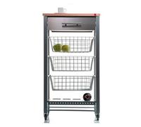 DON HIERRO - Carrito de cocina con ruedas APRIL, Mueble auxiliar elegante con cestas, cajón y botellero- 48 x 33 x 88.5 cm.