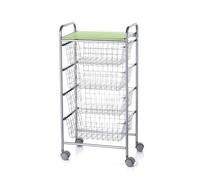 DON HIERRO - Carrito verdulero GREEN, 4 cestas de gran capacidad, Gris aluminio - Verde pistacho-