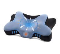 DONAMA Almohada cervical para dormir, cojín cervical ergonómico para dormir de lado, espalda y boca abajo con funda de almohada extraíble y lavable (azul y negro, 66 x 37 x 13 cm)