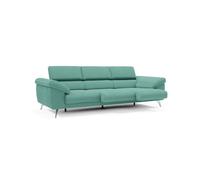 Donatello sofá con 3 asientos extensibles reposabrazos con arcón en tejido desmontable 265 cm verde aguamarina