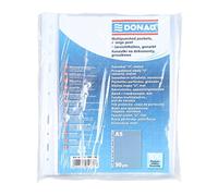 DONAU Fundas para folletos DIN A5, 100 unidades, granuladas, abiertas, transparentes, perforadas, para documentos, transparentes, 50 micras (1 unidad)