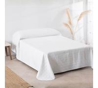Donegal Collections Colcha Bouti Cama 150 - Colcha Cama 150/160 Lisa Acolchada y Reversible Blanco Roto - Colchas Cubrecama Primavera Verano Fresca, Acolchado Fino y Microfibra Extrasuave