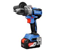 Dong Cheng Taladro de Percusión Inalámbrico 20V 160Nm, Taladro Percutor Batería Brushless, 1x4,0Ah, 3 Modos-Atornillar, Perforar y Percuto, Portabrocas de 13 mm, 2 Velocidades, 19+2 Niveles de Par
