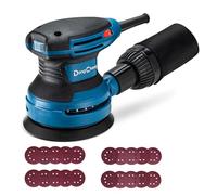 DongCheng Lijadora orbital 380W, lijadora Electrica de 125mm, 6 velocidades 8.000-12.800 rpm con colector de polvo y 20 lijas, ideal para trabajos profesionales de carpintería y lijado