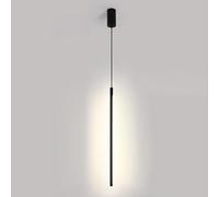 DONHEK Lámpara colgante lineal negra, lámpara colgante de tubo largo, lámpara colgante de noche para dormitorio, lámpara de línea minimalista, luces de techo para sala de estar, oficina, cafetería,