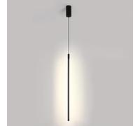 DONHEK Lámpara colgante lineal negra, lámpara colgante de tubo largo, lámpara colgante de noche para dormitorio, lámpara de línea minimalista, luces de techo para sala de estar, oficina, cafetería,