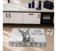 Donkey - Alfombra de baño, diseño rústico con sombrero de cepillo de dientes, color gris, para dormitorio, ducha, suelo, inodoro, decoración de 16 x 24 pulgadas