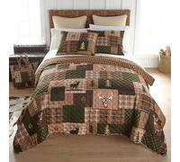 Donna Sharp Juego de ropa de cama matrimonial/queen - 3 piezas - Juego de edredón Green Forest Lodge con edredón matrimonial/Queen y dos fundas de almohada estándar - Se adapta a camas de tamaño Queen