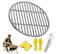 Donubiiu Parrilla redonda de acero inoxidable 304 de 28-60 cm con pinzas para barbacoa, diámetro, adecuada para parrilla de bolas, parrilla de carbón, accesorios de barbacoa portátiles, fácil limpieza