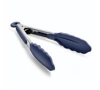 Doosu Pinza cocina silicona, calor hasta 315℃, 18cm, azul medianoche | Pinzas punta goma, no rayan, con bloqueo, agarre antideslizante, para pasta, pasteles filetes ensalada salchichas para servir