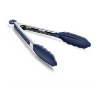 Doosu Pinza cocina silicona, calor hasta 315℃23cm, azul medianoche | Pinzas punta goma, no rayan, bloqueo, agarre antideslizante, utensilio servir pasta, filetes, espaguetis, camping y bufés