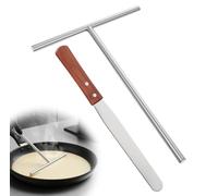 DOPENSPI Distribuidor de crepes de 2 piezas, espátula de acero inoxidable, crepé y espátula, distribuidor de masa para panqueques, juego de accesorios para crepé