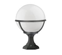 DOPO Lighting - Sobremuro, baliza CLIC CLAC GLOBO negra exterior IP43 portalámpara E27 (Ø27cm). Baliza estilo clásico para muros, porches, terrazas