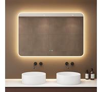 doporro Espejo Inteligente de baño con Interruptor táctil 120x80 cm, función antivaho, 4500K luz Neutra Fija, Brillo Regulable, Espejo sin Cobre Plateado, instalación Flexible, LED03