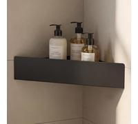 doporro Estante de Ducha Esquinero sin Taladro, Estantería Baño de Acero al Carbono con Revestimiento Antioxidante, Montaje con o sin Perforación, Organizador para Champú y Gel, Negro, Reglo-07