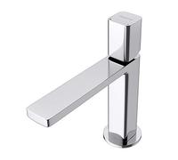 doporro Grifo mezclador monomando Plateado 19,6 cm altura, Grifería para lavabo angular con conexión -DIN de montaje de un solo orificio