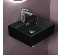 doporro Lavabo de Cerámica Rectangular 41×36×13 cm, Lavabo Sobre Encimera o Suspendido, Acabado Negro mate, Lavamanos para Baño, Brüssel206