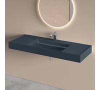 doporro Lavabo sobre Encimera Antracita Mate 120x46x12 cm Colossum630 | Lavabo Suspendido Rectangular para Baño, Incluye Desagüe, Mármol Fundido, Revestimiento Nano