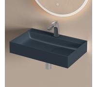 doporro Lavabo sobre Encimera Antracita Mate 60x38x12 cm Colossum630 | Lavabo Suspendido Rectangular para Baño, Incluye Desagüe, Mármol Fundido, Revestimiento Nano