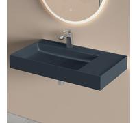doporro Lavabo sobre Encimera Antracita Mate 80x46x12 cm Colossum630 | Lavabo Suspendido Rectangular para Baño, Incluye Desagüe, Mármol Fundido, Revestimiento Nano