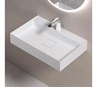 doporro Lavabo sobre Encimera Blanco Mate 60x38x12 cm Colossum630 | Lavabo Suspendido Rectangular para Baño, Incluye Desagüe, Mármol Fundido, Revestimiento Nano