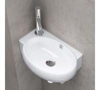 doporro Lavabo sobre encimera de diseño Brüssel001 lavabo suspendido de cerámica en blanco (Derecho)