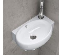 doporro Lavabo sobre encimera de diseño Brüssel001 lavabo suspendido de cerámica en blanco (Izquierdo)