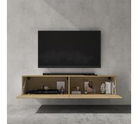 doporro Mueble de TV para Salón de 160cm en Núcleo de Roble Mesa TV, con Puerta Abatible hacia Abajo, Mueble de TV Flotante, Estante TV 02