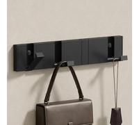 doporro Perchero de Pared de Aluminio Plegable con 4 Ganchos Móviles, Diseño Moderno, Ganchos de Pared Negros para Ropa, Toallas, Baño o Entrada，Wandgarderoben01